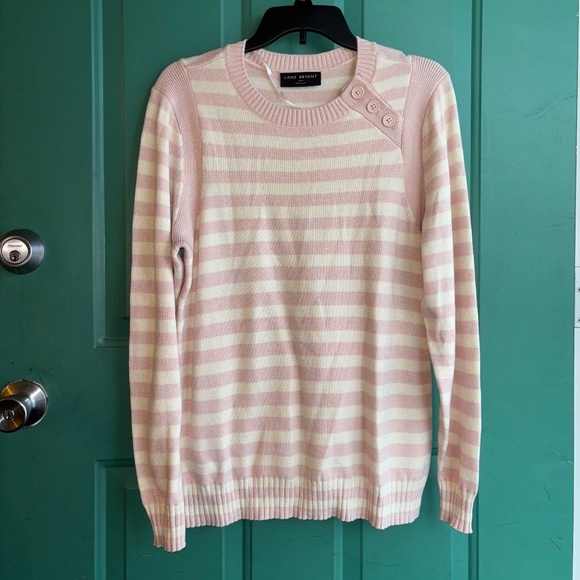 Lane Bryant 14/16 pink and cream sweater excellent condition - Picture 1 of 8
